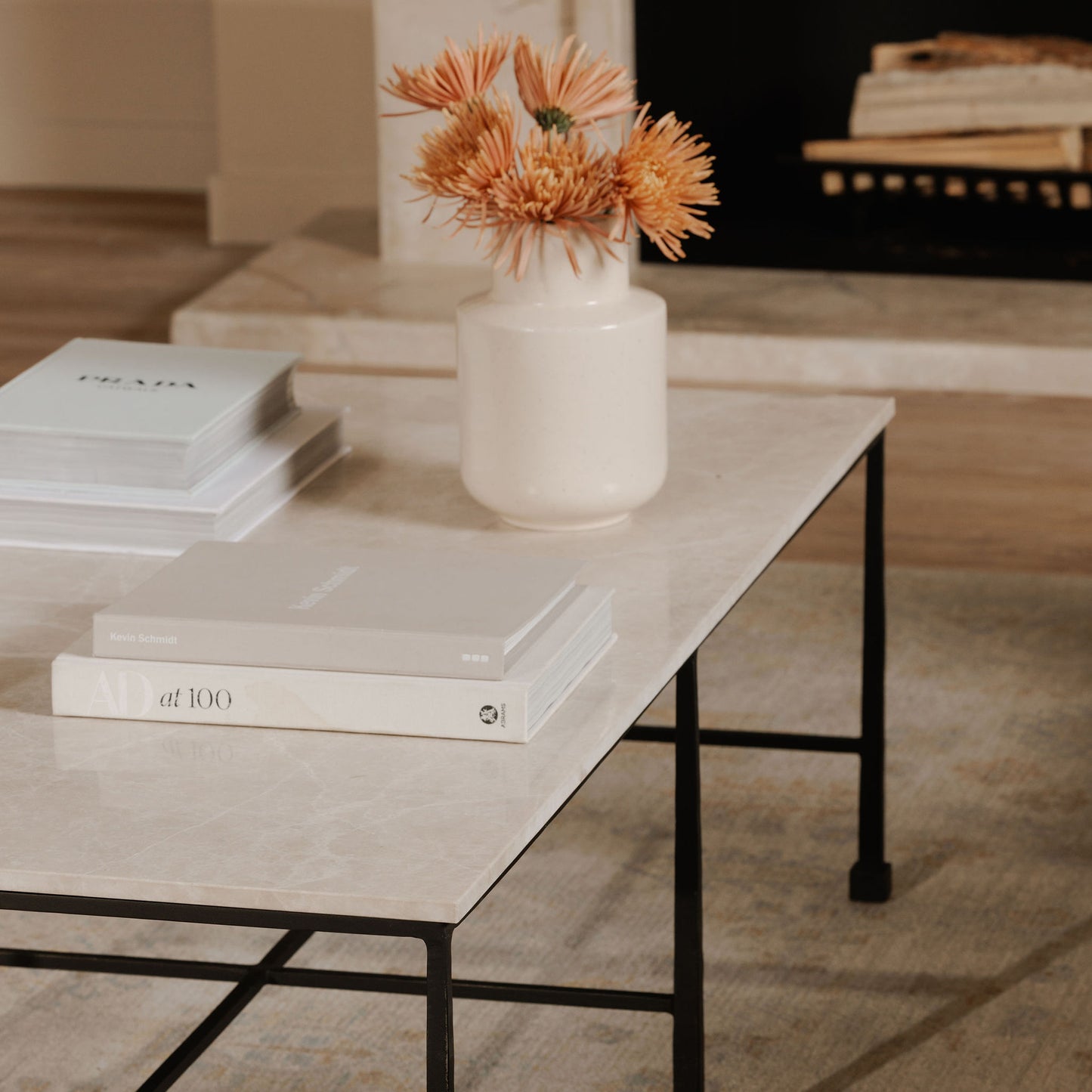 Moe’s River Botticino Marble Coffee Table