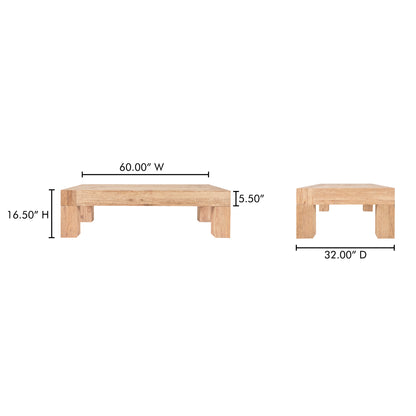 Moe’s Evander Rectangular Coffee Table Aged Oak
