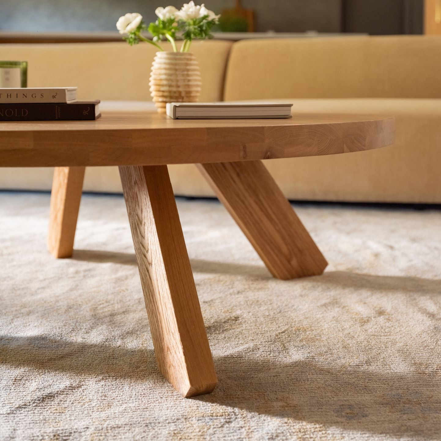 Moe’s Alden round coffee table lifestyle angle view