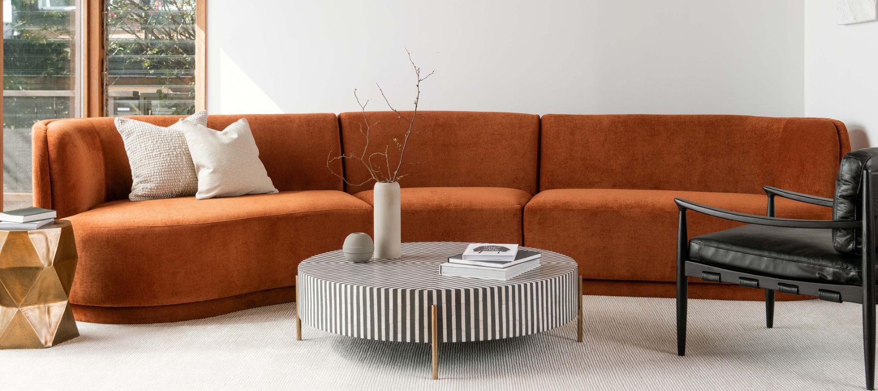 Moe’s Chameau small coffee table lifestyle room view