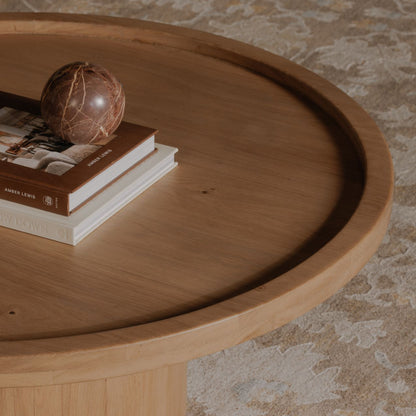 Moe’s Cohen modern round natural oak tray top coffee