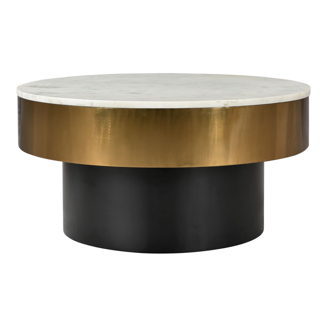 Moe’s Dado white marble brass coffee table angle