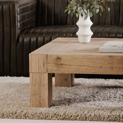 Moe’s Evander Natural coffee table lifestyle close up view