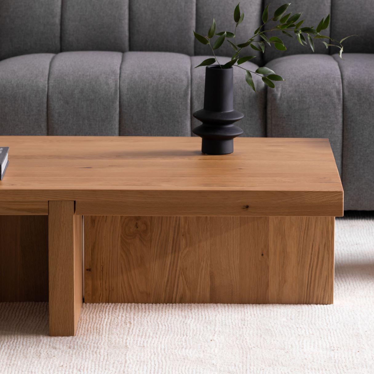 Moe’s Folke natural solid oak coffee table lifestyle room