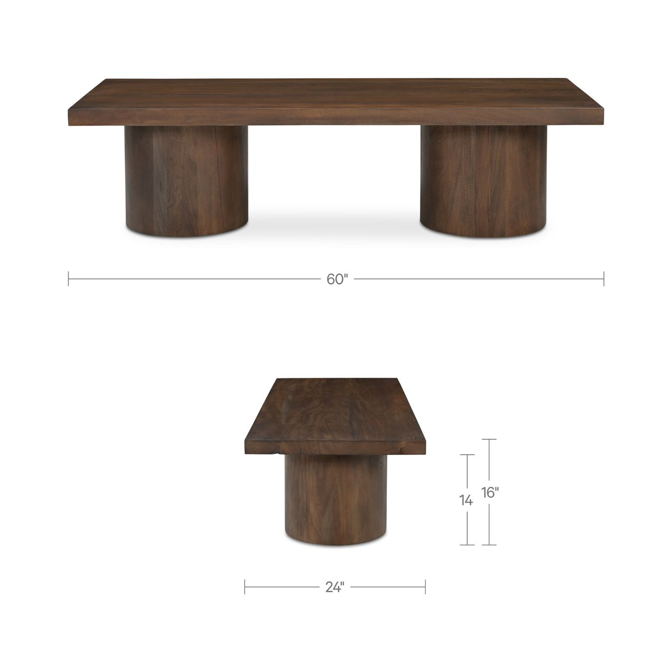 Moe’s Hadley coffee table warm brown dimensions