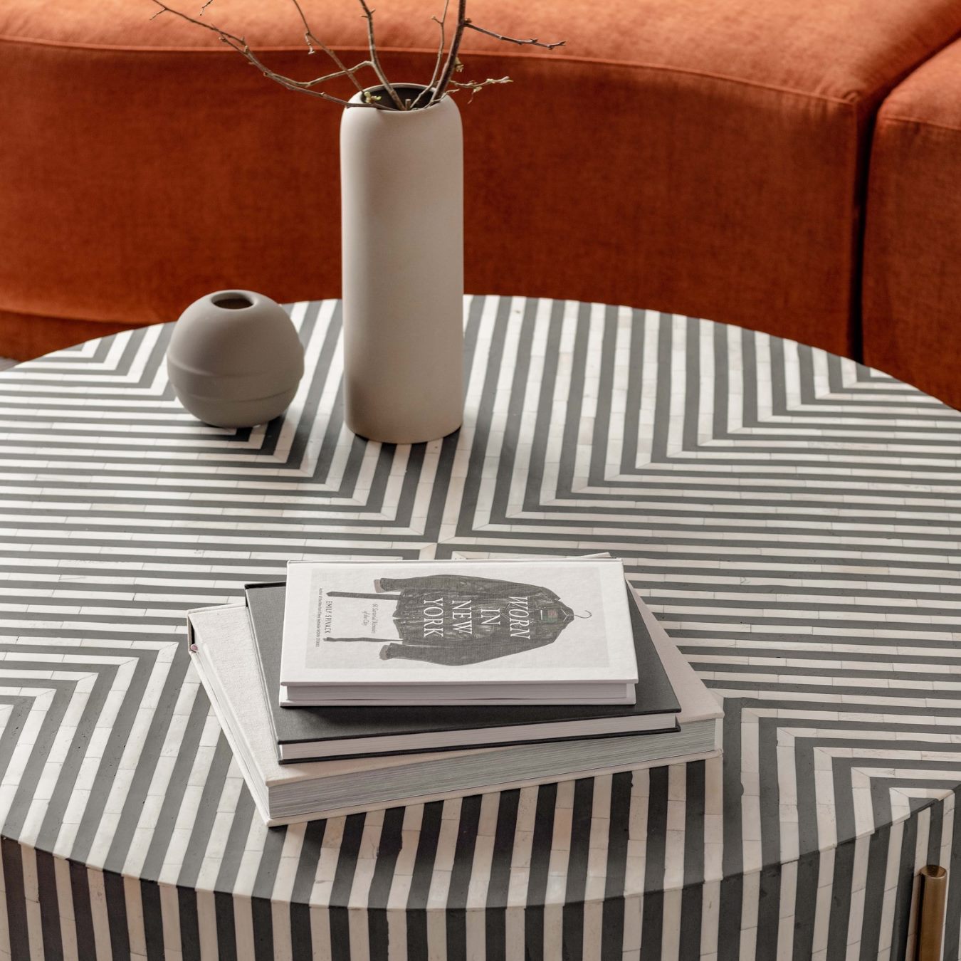 Moe’s Chameau Coffee Table Camel Bone Resin Black White