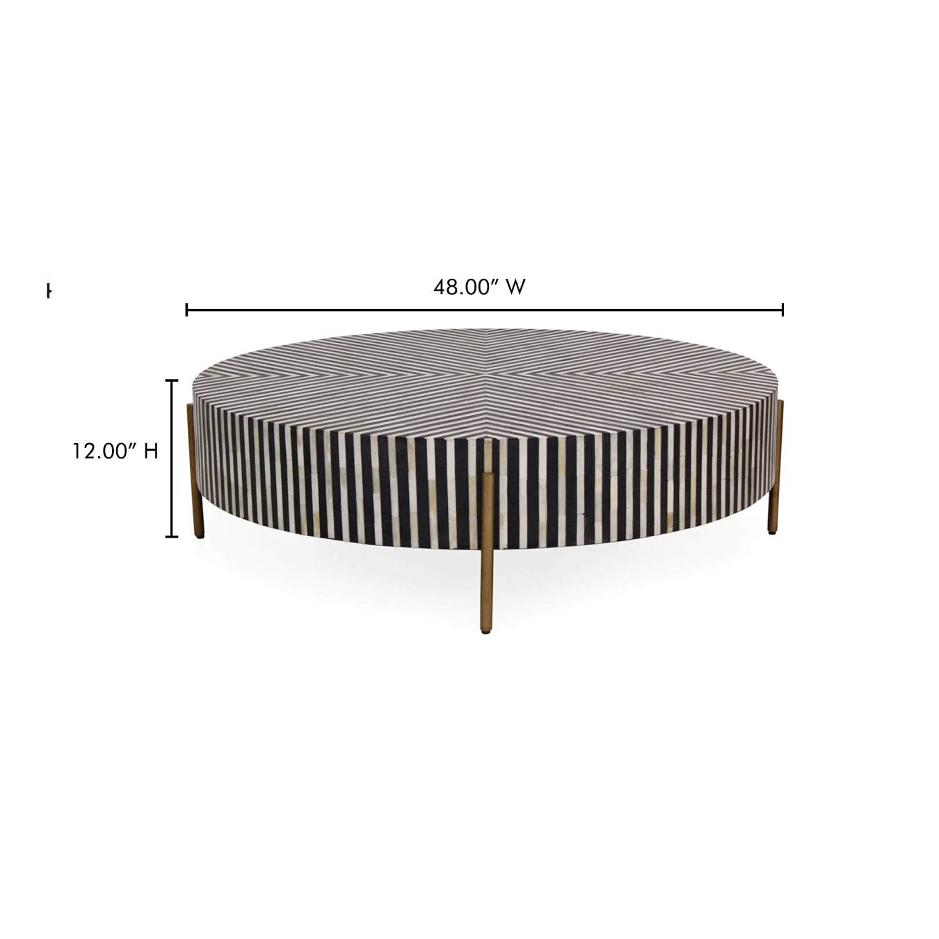 Moe’s Chameau Large Coffee Table Camel Bone Resin Black White