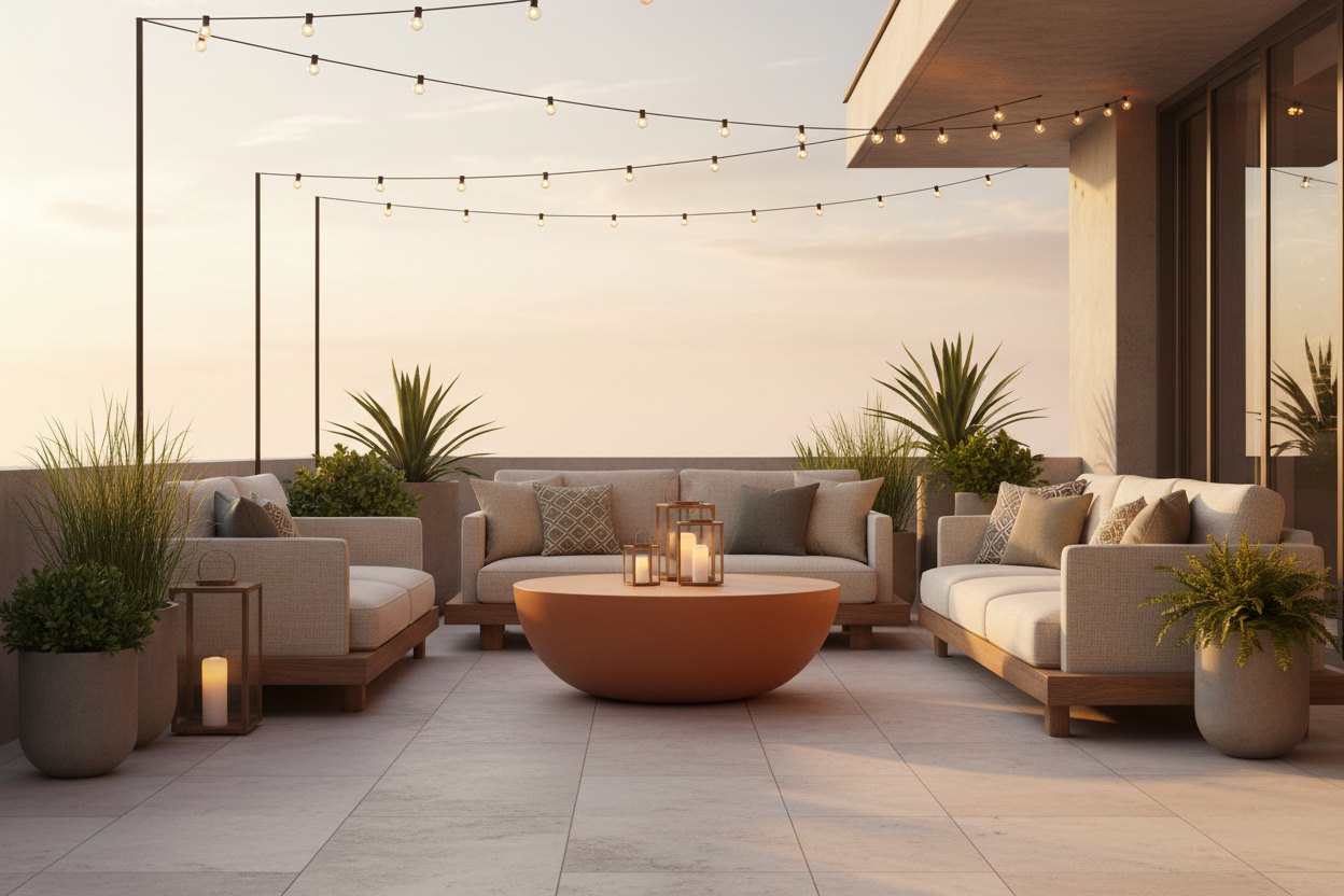 Moe’s Insitu coffee table terracotta styled outdoor deck