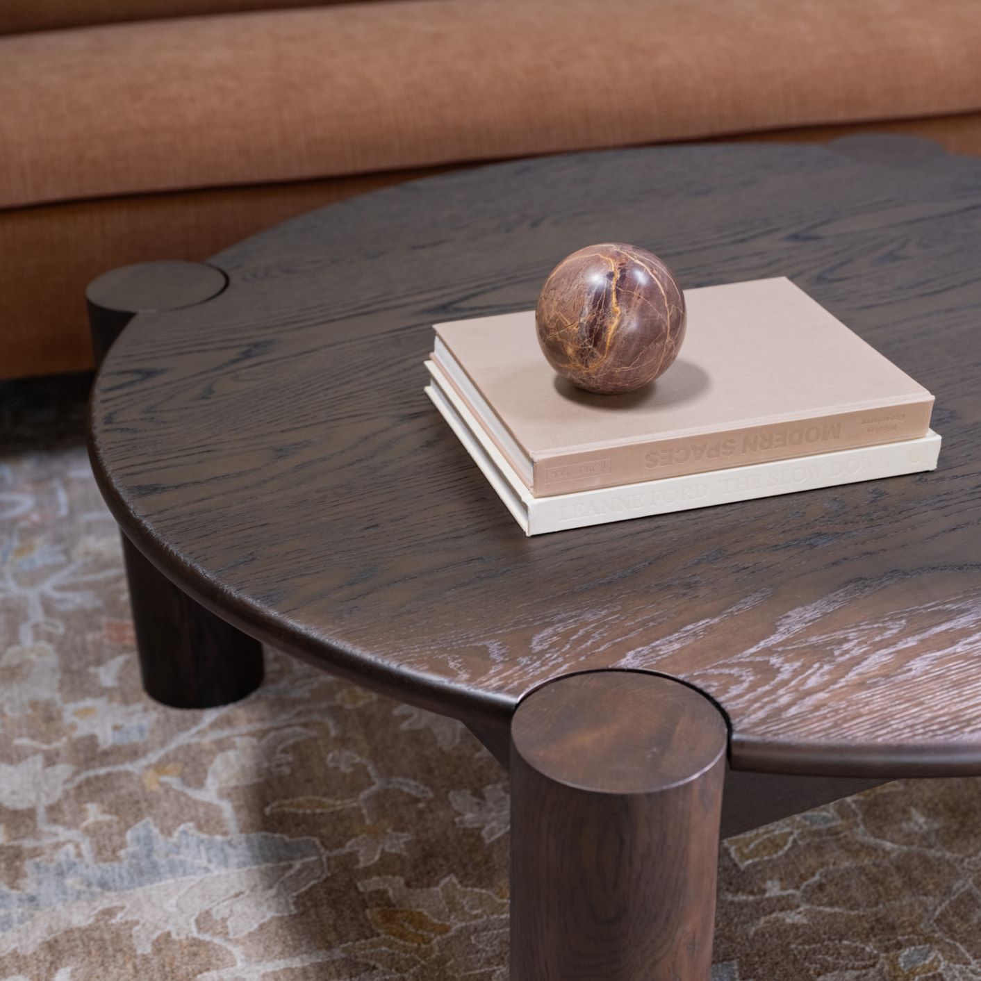 Moe’s Jack coffee table wire brushed dark brown lifestyle angle