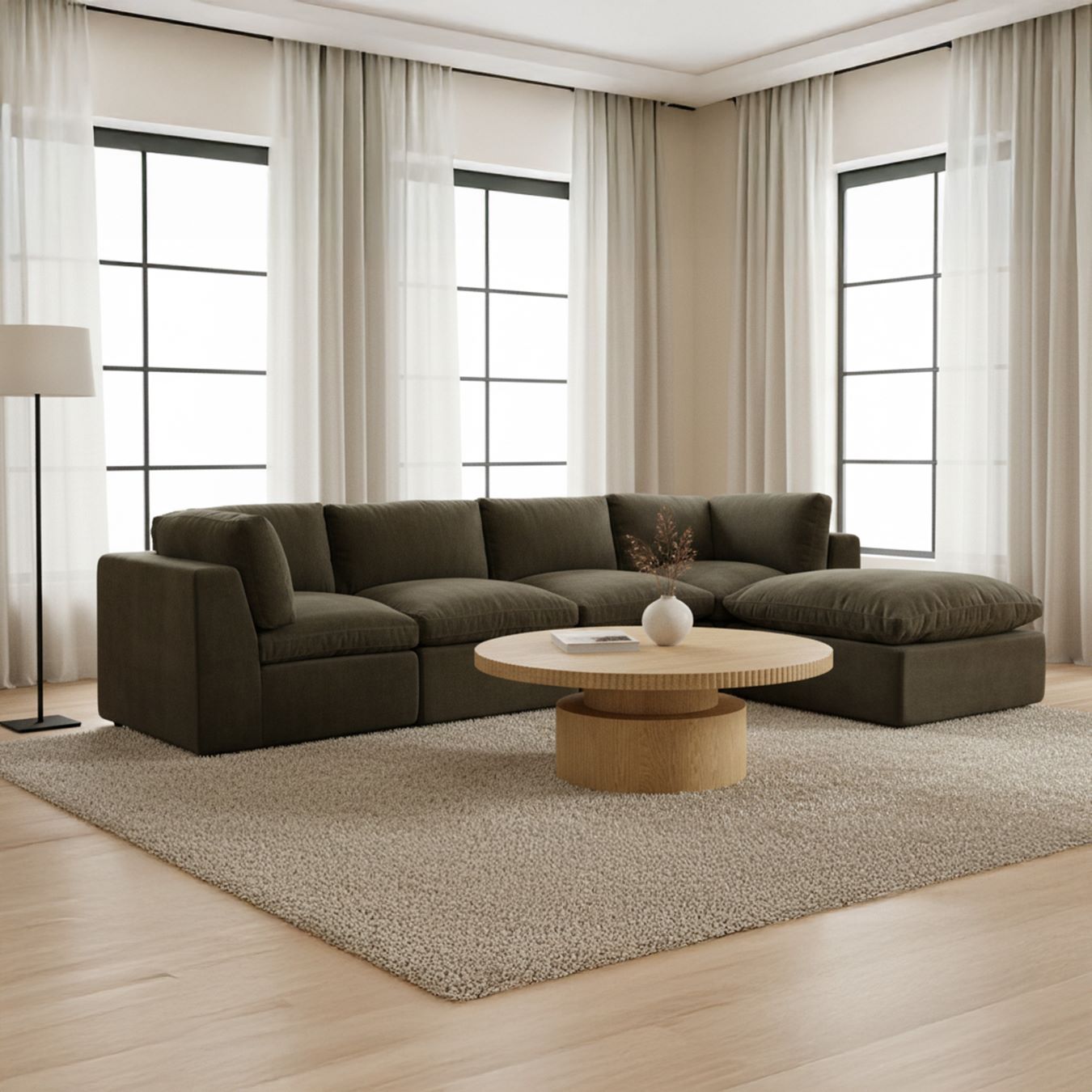 Moe’s Leigh Brown Oak coffee table lifestyle