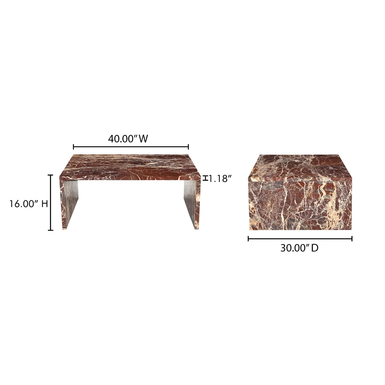 Moe’s Rosa Coffee Table Rosso Levanto Marble