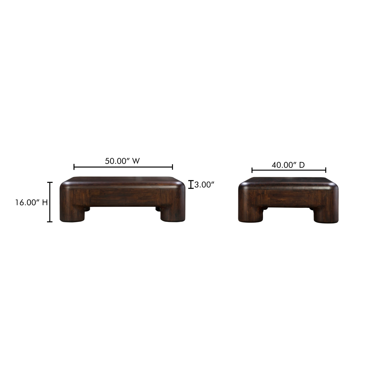 Moe’s Rowan Coffee Table Solid Acacia Dark Brown