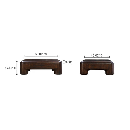 Moe’s Rowan Coffee Table Solid Acacia Dark Brown