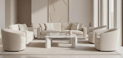 Moe’s Segment Ashen Grey coffee table styled living room view