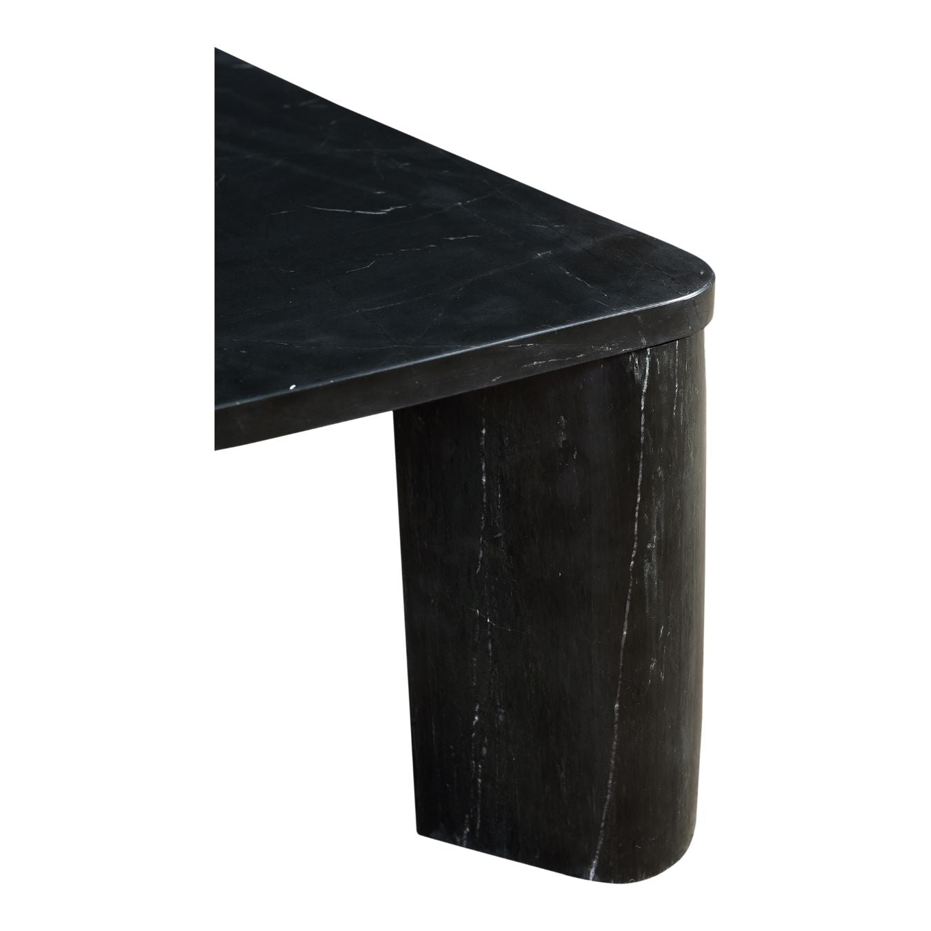Moe’s Segment Jetty Black coffee table corner detail view