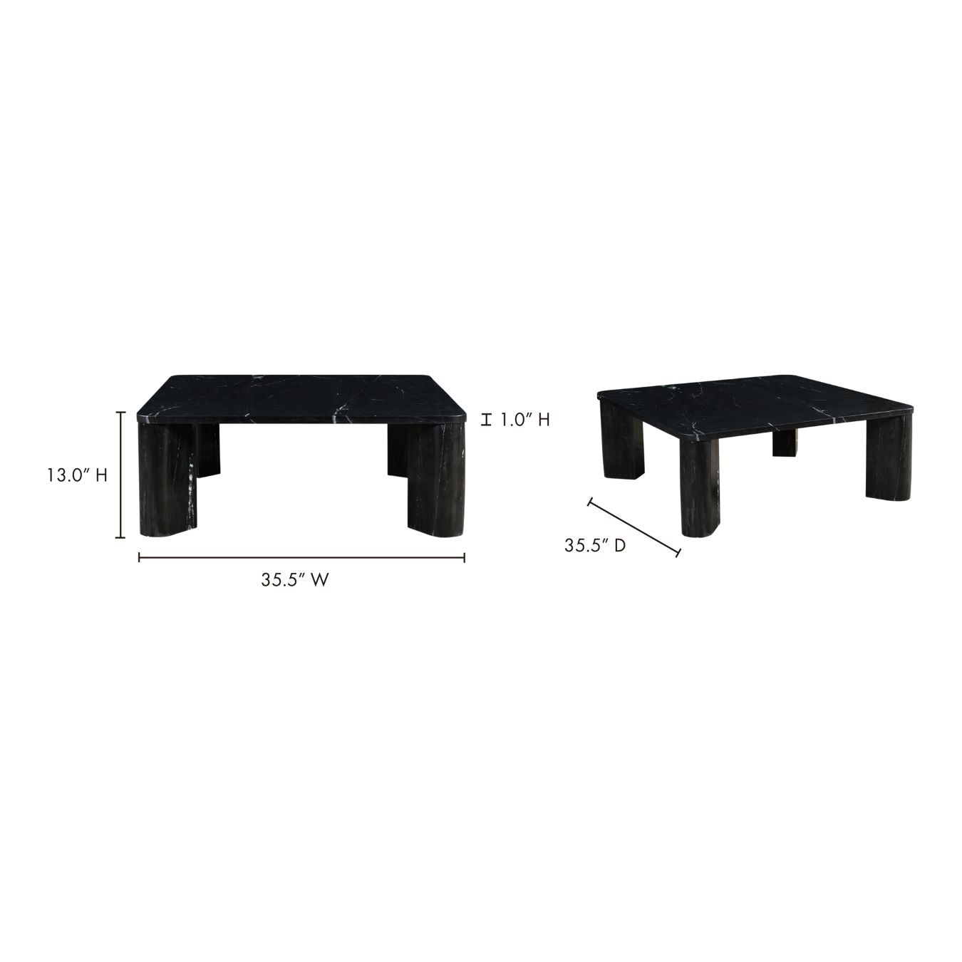 Moe’s Segment Jetty Black coffee table dimensions