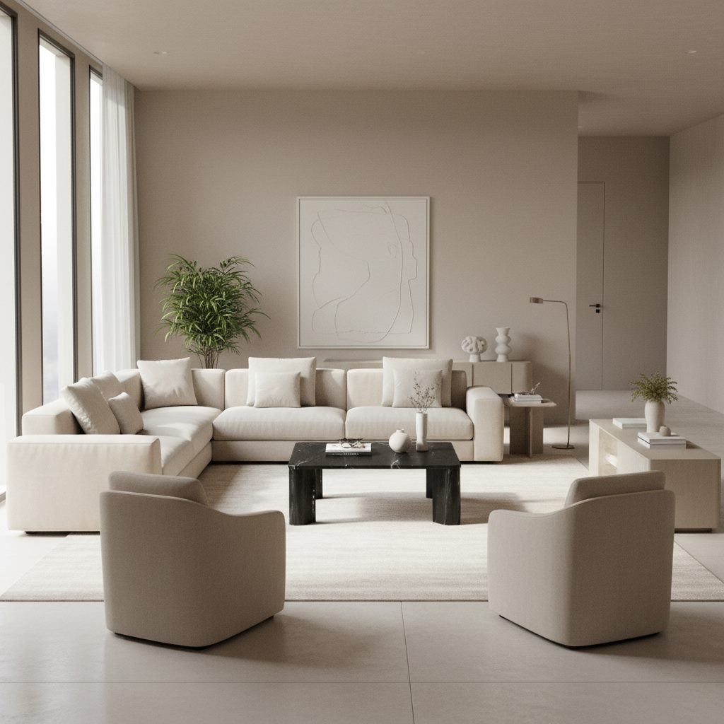 Moe’s Segment Jetty Black coffee table styled living room view