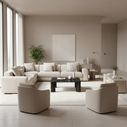 Moe’s Segment Jetty Black coffee table styled living room view